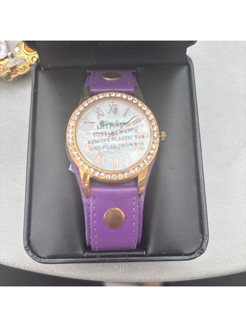 Unused Susan Graver Lady Rose Gold Tone Rhinestone Analog Quartz Watch~Needs Bat
